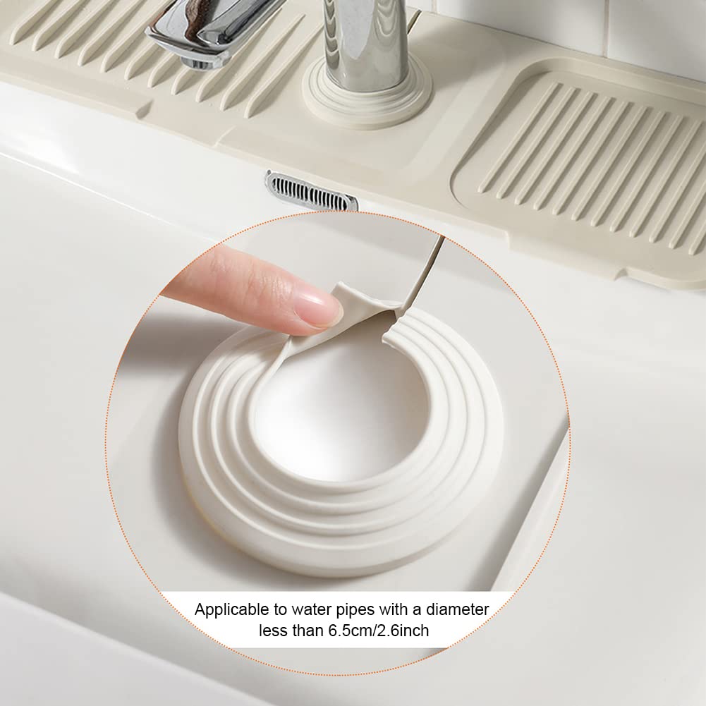 Moonval Silicone Faucet Splash Guard, 5° Self-Draining Sink Mat with Adjustable Opening