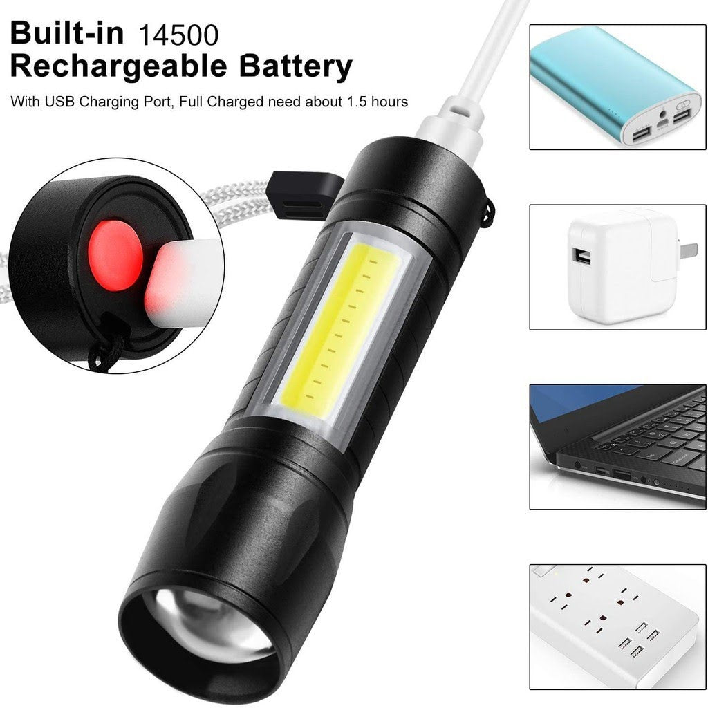 Moonval 2-in-1 LED Flashlight, High-Brightness Zoomable Torch with Adjustable Focus for Outdoor & Emergency Use