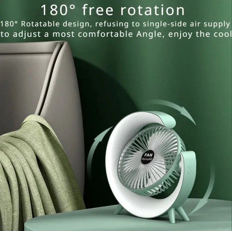 Moonval USB Desk Fan with LED Light, Portable Rechargeable Personal Cooling Fan for Home & Office