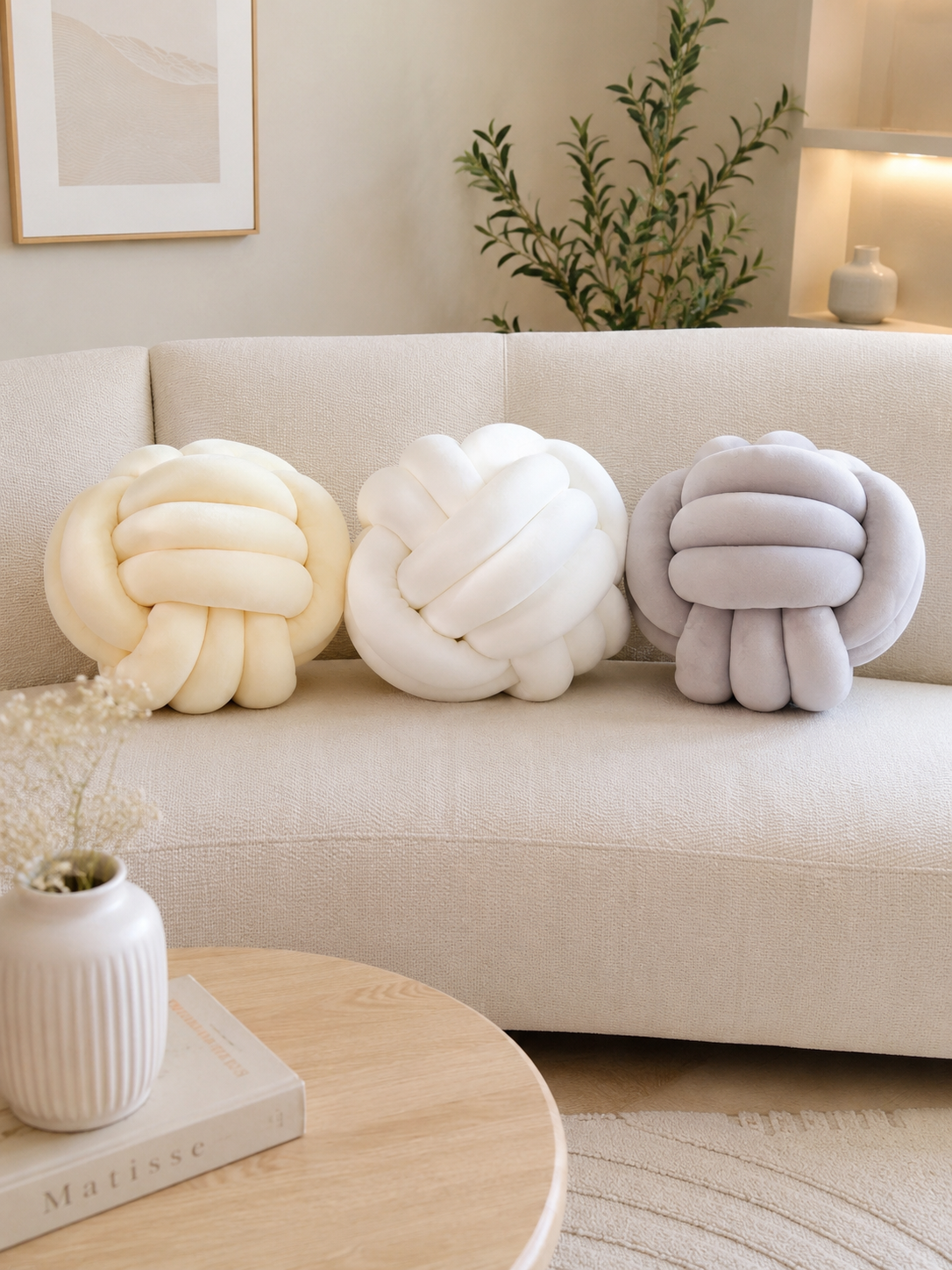 Moonval Knot Throw Pillow, Soft Plush Decorative Cushion for Sofa, Bed & Living Room