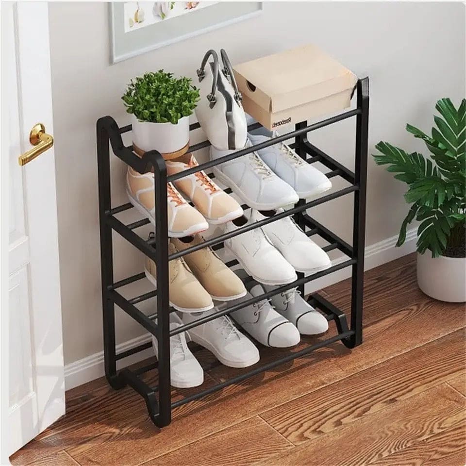 Moonval 4-Tier Shoe Rack, Space-Saving Storage Organizer for Entryway, Closet & Bedroom