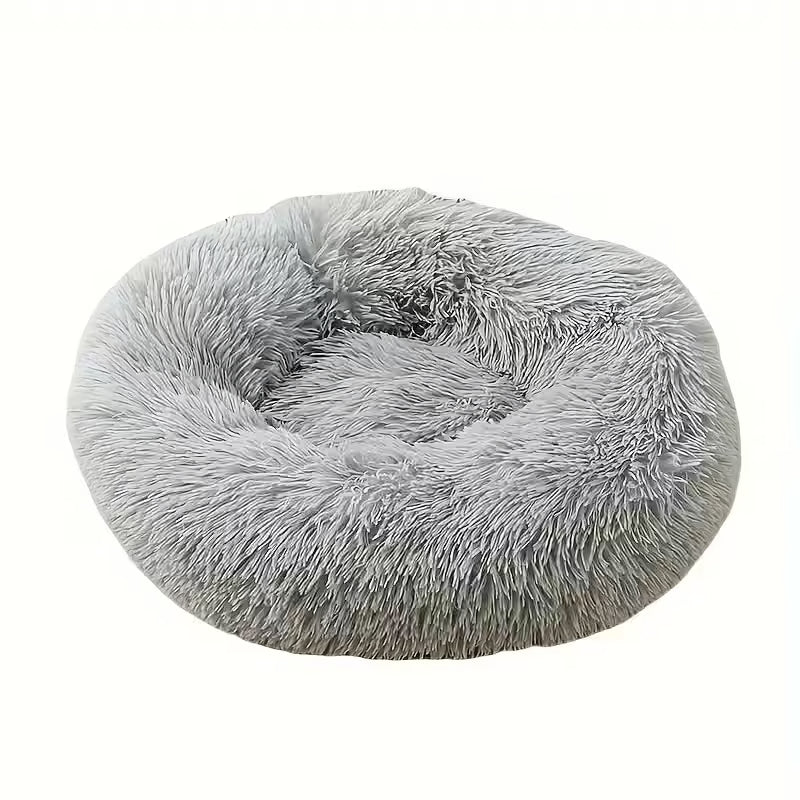 Moonval Calming Pet Bed, 60cm Plush Donut Dog & Cat Bed for Cozy Comfort