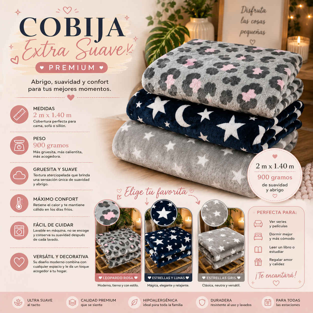 Moonval Premium Fleece Throw Blanket, 1000GSM Soft Plush Cozy Blanket 200 × 140 cm
