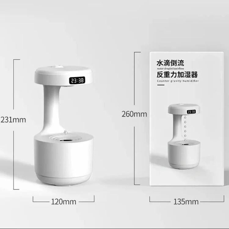 Moonval Anti-Gravity Water Droplet Humidifier, USB Ultrasonic Cool Mist Air Humidifier with LED Light