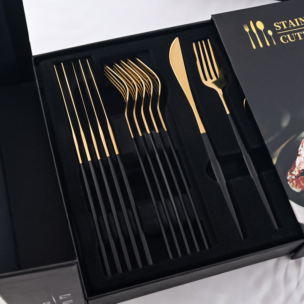 Moonval 24-Piece Cutlery Set, Premium Stainless Steel Flatware Service for 6 with Gift Box