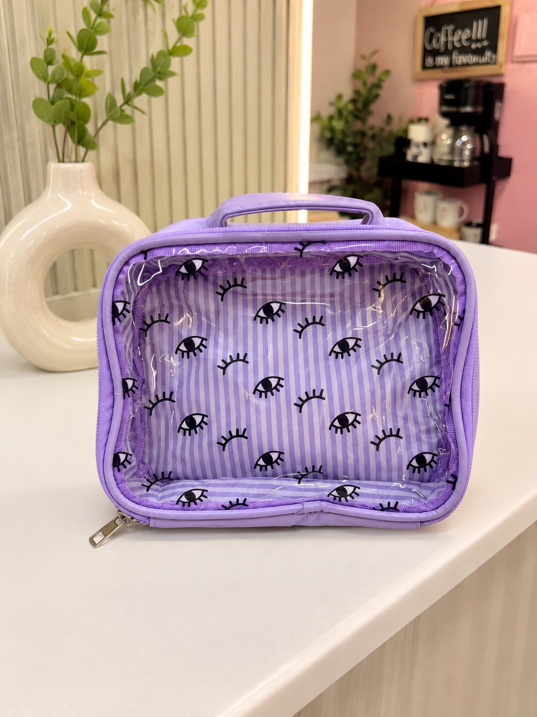 Moonval Clear Travel Toiletry Bag, Transparent Cosmetic Organizer 20 x 14 cm