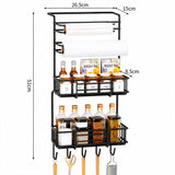 Moonval Magnetic Kitchen Organizer, Fridge Storage Rack with Paper Towel Holder & Utility Hooks