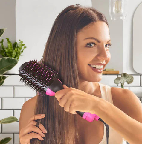 Moonval 3-in-1 Hot Air Styling Brush, Hair Dryer, Straightener & Volumizer for Smooth Hair