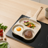 Moonval 3-in-1 Nonstick Frying Pan, Multi-Section Skillet for Eggs, Pancakes & Breakfast Cooking