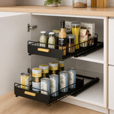 Moonval Pull-Out Cabinet Organizer, Sliding Under Sink Storage Rack for Kitchen & Bathroom