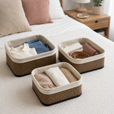Moonval 3-Piece Storage Basket Set, Woven Organizer Bins for Shelves, Closets, Nursery & Home Storage