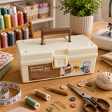 Moonval Multi-Purpose Sewing Organizer Box, Portable Storage Case for Threads, Needles & Sewing Supplies