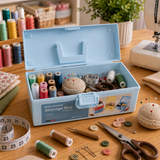 Moonval Multi-Purpose Sewing Organizer Box, Portable Storage Case for Threads, Needles & Sewing Supplies