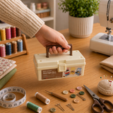 Moonval Multi-Purpose Sewing Organizer Box, Portable Storage Case for Threads, Needles & Sewing Supplies