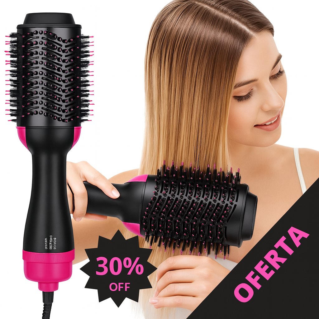 Moonval 3-in-1 Hot Air Styling Brush, Hair Dryer, Straightener & Volumizer for Smooth Hair