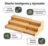 Moonval Bamboo Spice Organizer, Expandable Adjustable Spice Rack for Kitchen Cabinets & Countertops