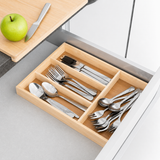 Moonval Bamboo Cutlery Organizer, Expandable Kitchen Drawer Tray for Utensils & Flatware
