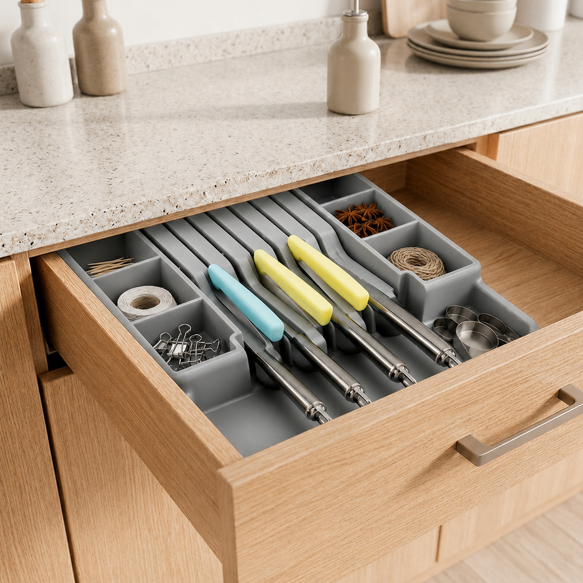 Moonval Multifunction Kitchen Organizer, Countertop Storage Rack for Spices, Utensils & Cooking Essentials