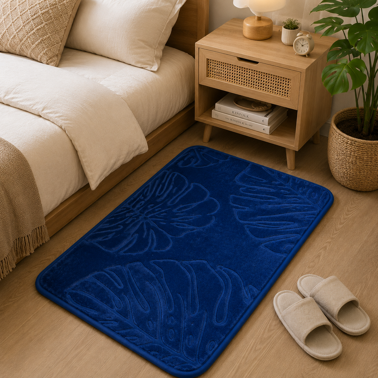 Moonval Absorbent Bath Mat, Leaf-Shaped Quick-Dry Non-Slip Rug for Bathroom, Kitchen & Entryway