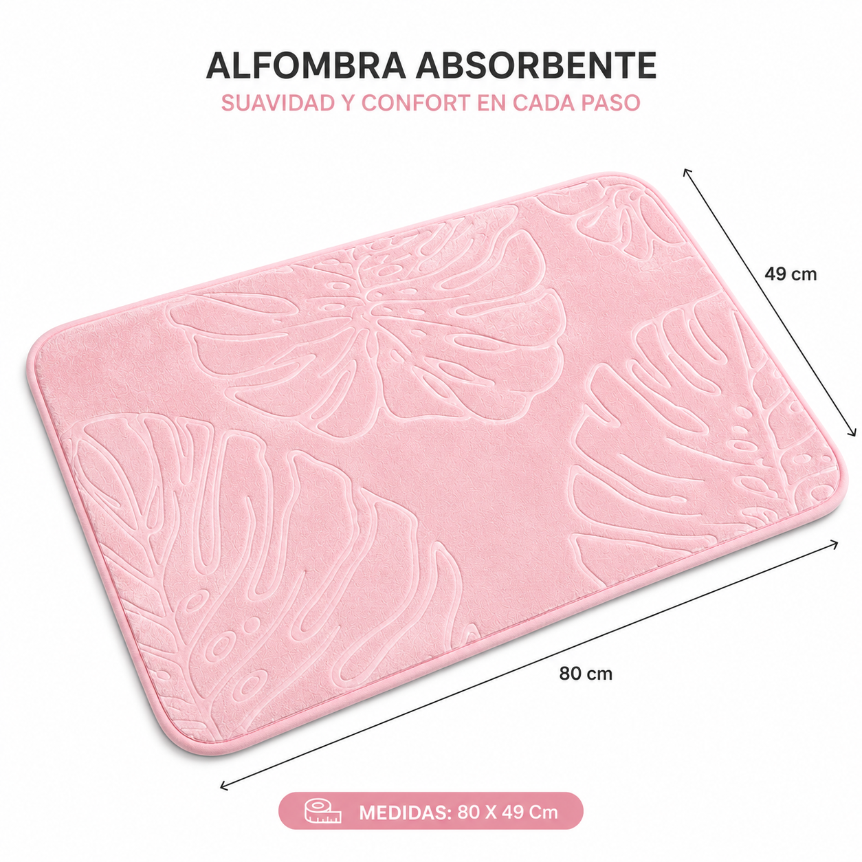 Moonval Absorbent Bath Mat, Leaf-Shaped Quick-Dry Non-Slip Rug for Bathroom, Kitchen & Entryway
