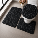 Moonval 3-Piece Bathroom Rug Set, Ultra-Soft Absorbent Non-Slip Mats for Shower, Toilet & Vanity
