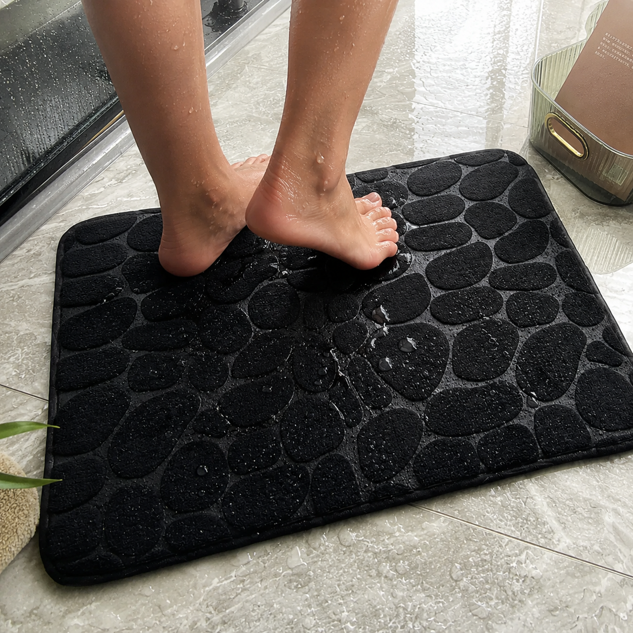 Moonval 3-Piece Bathroom Rug Set, Ultra-Soft Absorbent Non-Slip Mats for Shower, Toilet & Vanity