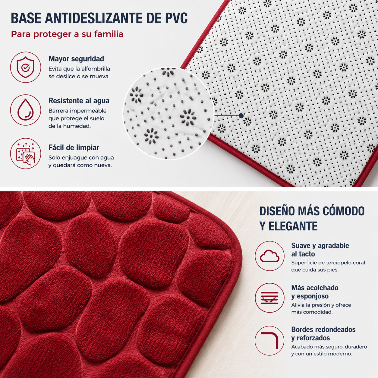 Moonval 3-Piece Bathroom Rug Set, Ultra-Soft Absorbent Non-Slip Mats for Shower, Toilet & Vanity