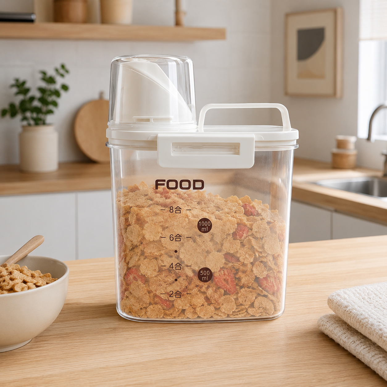 Moonval 1600ml Food Storage Container, Airtight Kitchen Storage Box for Dry Food & Meal Prep