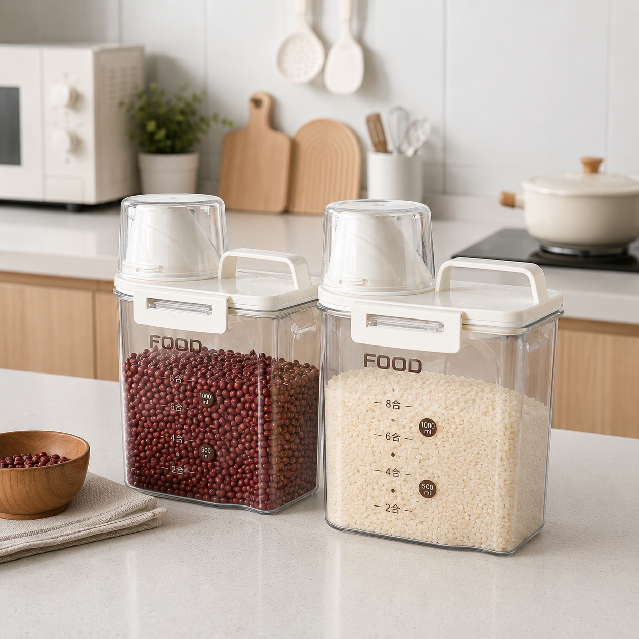 Moonval 1600ml Food Storage Container, Airtight Kitchen Storage Box for Dry Food & Meal Prep