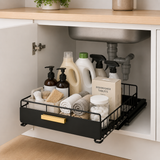 Moonval Pull-Out Cabinet Organizer, Sliding Under Sink Storage Rack for Kitchen & Bathroom