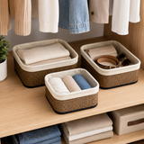 Moonval 3-Piece Storage Basket Set, Woven Organizer Bins for Shelves, Closets, Nursery & Home Storage