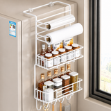 Moonval Magnetic Kitchen Organizer, Fridge Storage Rack with Paper Towel Holder & Utility Hooks