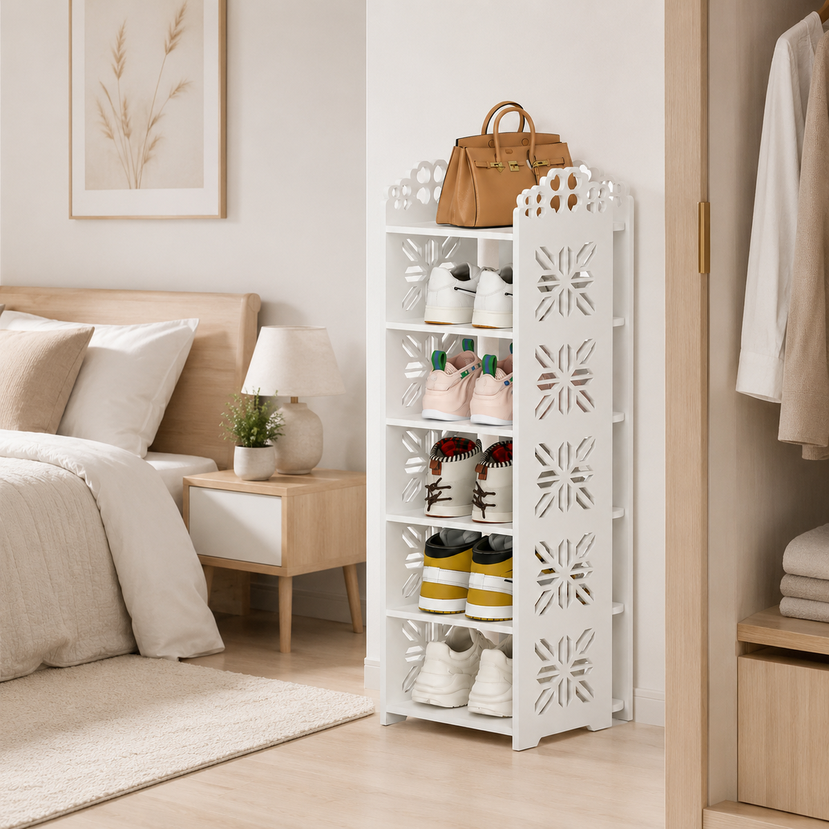 Moonval 6-Tier Shoe Rack Organizer, Space-Saving Storage Shelf for Entryway, Closet & Bedroom
