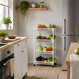 Moonval 4-Tier Rolling Storage Cart, Multi-Purpose Mobile Organizer for Kitchen, Bathroom & Laundry