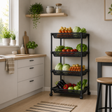 Moonval 4-Tier Rolling Storage Cart, Multi-Purpose Mobile Organizer for Kitchen, Bathroom & Laundry
