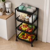 Moonval 4-Tier Rolling Storage Cart, Multi-Purpose Mobile Organizer for Kitchen, Bathroom & Laundry