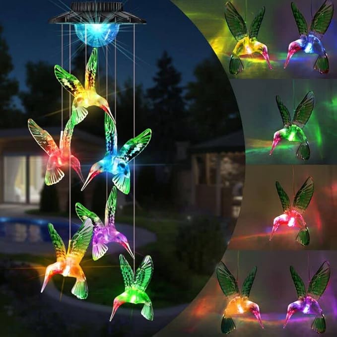 Moonval Solar Wind Chimes, Color-Changing LED Globe Hanging Lights for Patio & Garden Decor
