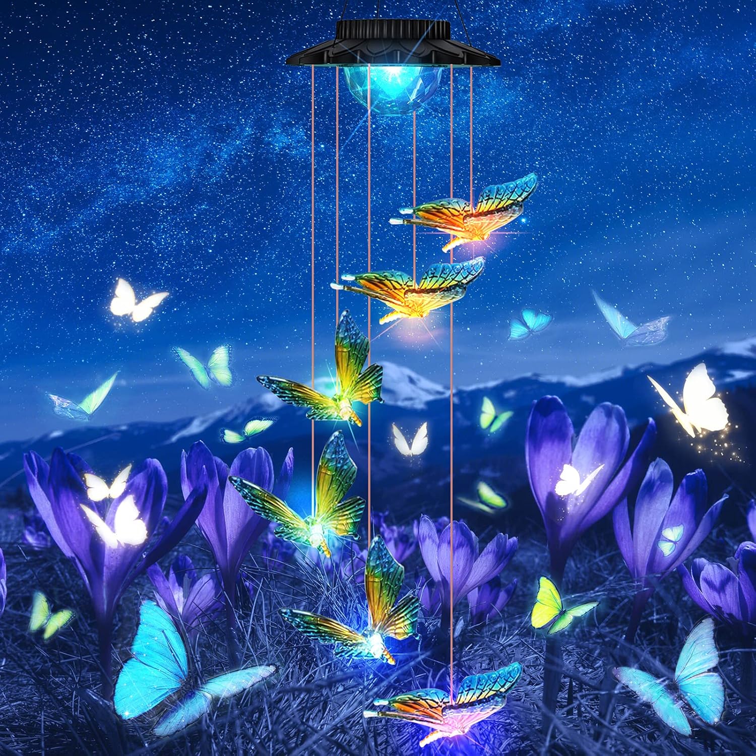Moonval Solar Wind Chimes, Color-Changing LED Globe Hanging Lights for Patio & Garden Decor
