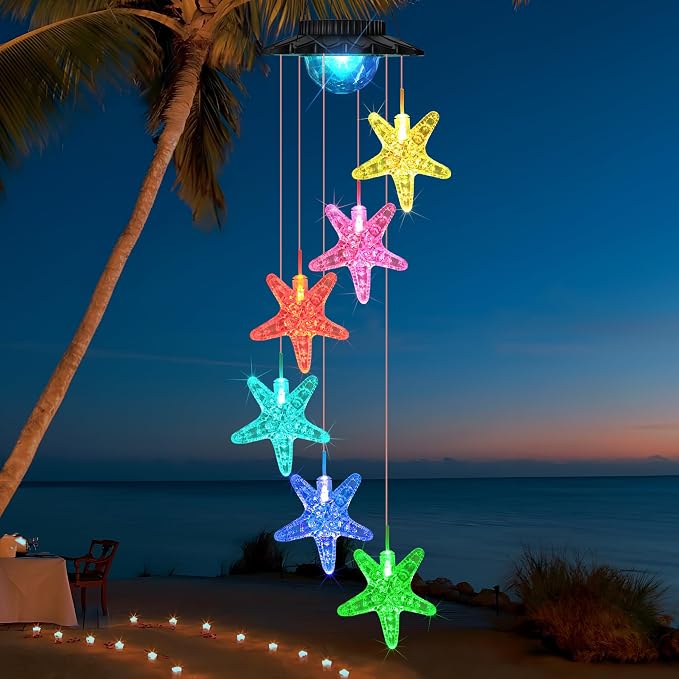 Moonval Solar Wind Chimes, Color-Changing LED Globe Hanging Lights for Patio & Garden Decor