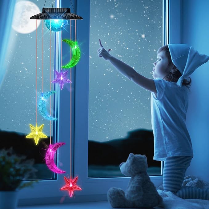 Moonval Solar Wind Chimes, Color-Changing LED Globe Hanging Lights for Patio & Garden Decor