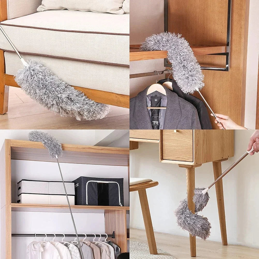 Moonval Microfiber Feather Duster, 100-Inch Extendable Pole with Bendable Head