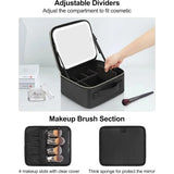 Moonval LED Makeup Organizer Case, Travel Cosmetic Bag with Lighted Mirror & Dividers