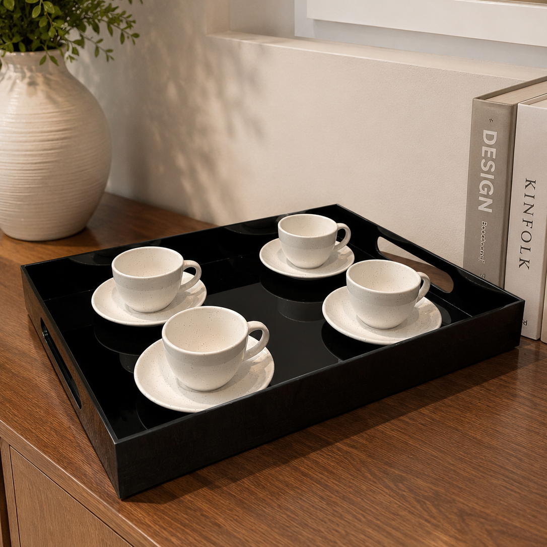 Moonval Premium Acrylic Serving Tray, Clear Carrying Tray with Side Handles