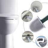 Moonval Silicone Toilet Brush, Wall-Mounted Minimalist Bathroom Cleaning Brush with Quick-Dry Holder