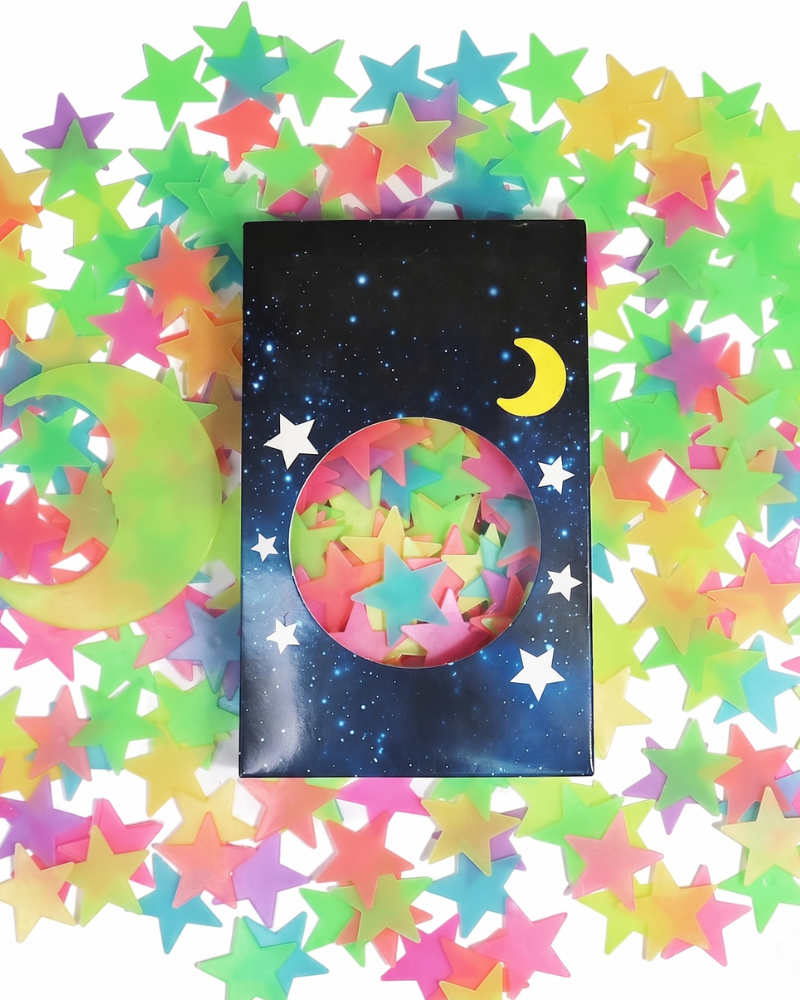 Moonval Glow in the Dark Star Stickers, 200-Piece 3D Stars & Moon Wall Decor for Kids Bedroom