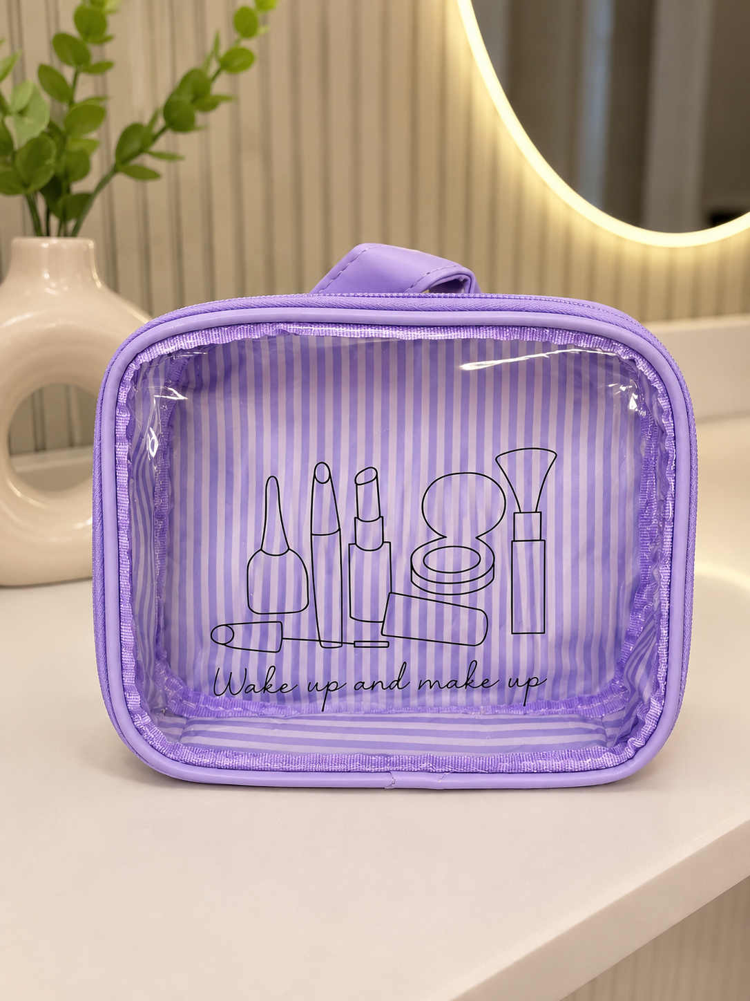 Moonval Clear Travel Toiletry Bag, Transparent Cosmetic Organizer 20 x 14 cm