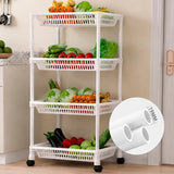 Moonval 4-Tier Rolling Storage Cart, Multi-Purpose Mobile Organizer for Kitchen, Bathroom & Laundry