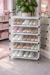 Moonval 6-Tier Shoe Rack Organizer with Dust Cover, Space-Saving Shoe Storage Cabinet