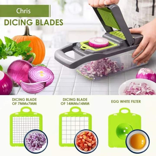 Moonval 16-in-1 Vegetable Cutter, Multifunction Food Chopper & Mandoline Slicer with Storage Container