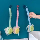 Moonval 2-in-1 Loofah Brush, Long Handle Bath Brush & Exfoliating Shower Scrubber